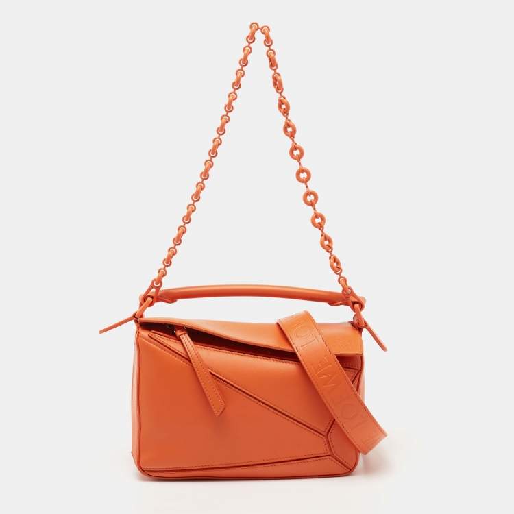 Loewe Orange Leather Small Puzzle Shoulder Bag Loewe | The Luxury Closet