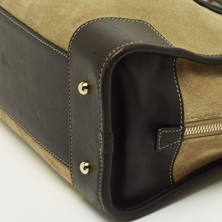 Pre Owned Loewe Khaki Green/Brown Suede and Leather Amazona 23 Bag