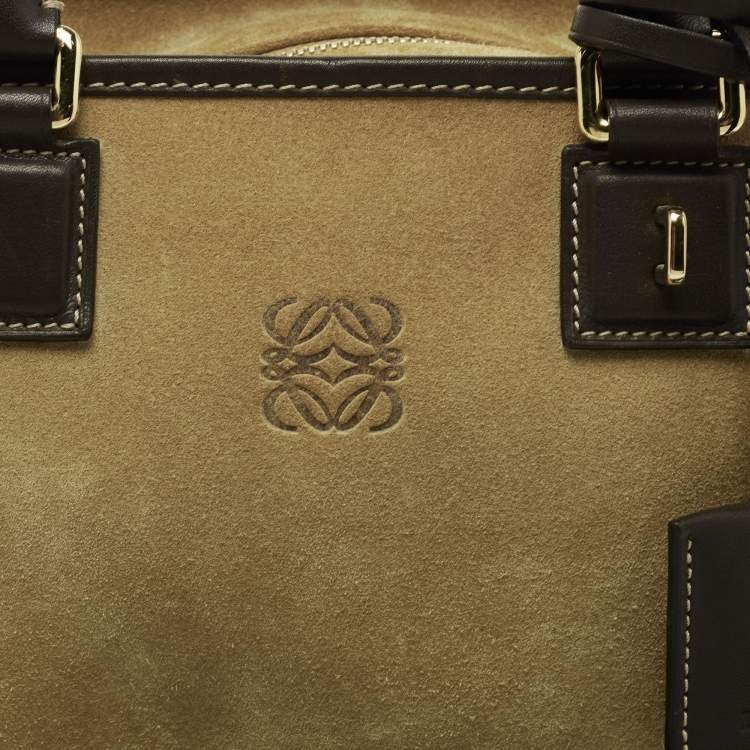 Pre Owned Loewe Khaki Green/Brown Suede and Leather Amazona 23 Bag