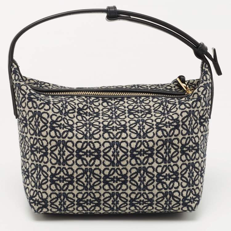 Pre Owned Loewe Dark Blue Canvas Small Cubi Shoulder Bag