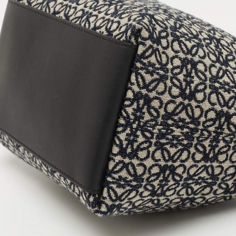 Pre Owned Loewe Dark Blue Canvas Small Cubi Shoulder Bag