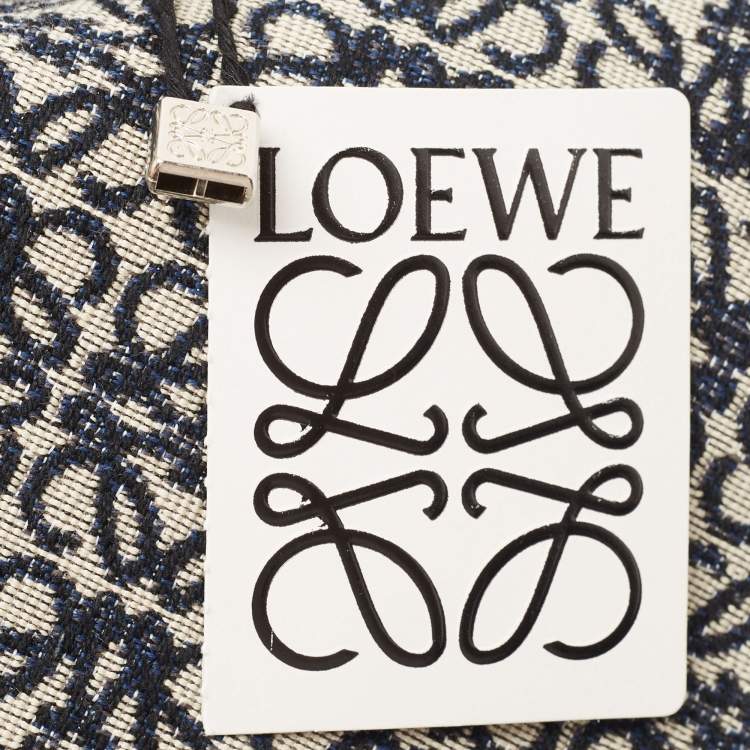 Pre Owned Loewe Dark Blue Canvas Small Cubi Shoulder Bag