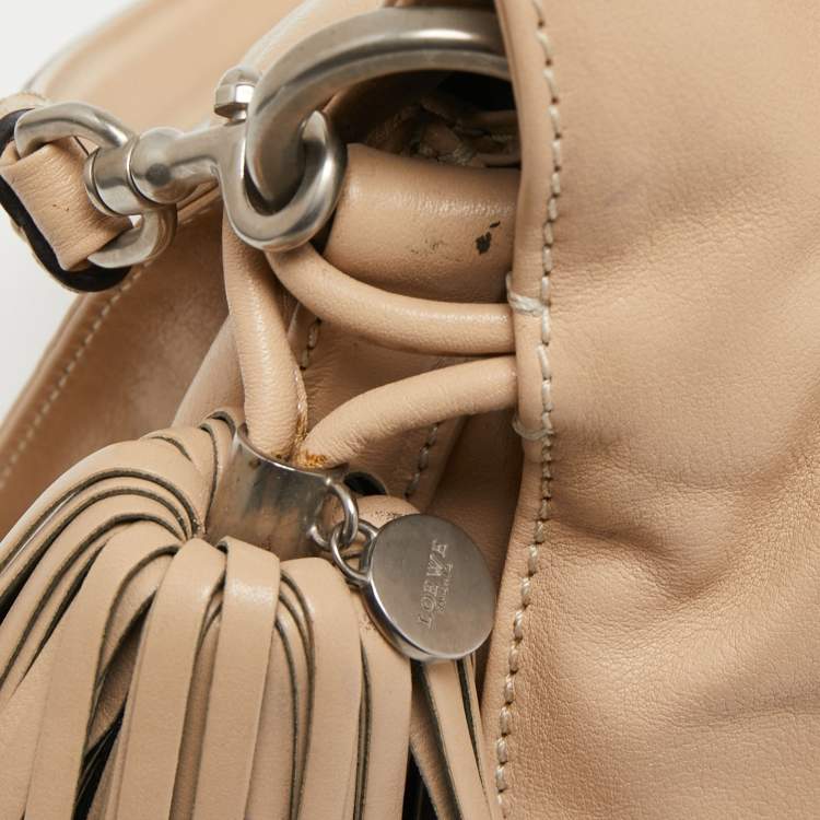 Pre Owned Loewe Beige Leather Flamenco Crossbody Bag