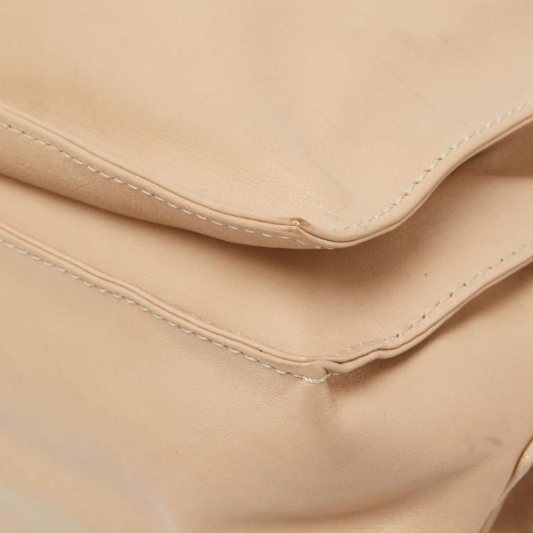Pre Owned Loewe Beige Leather Flamenco Crossbody Bag
