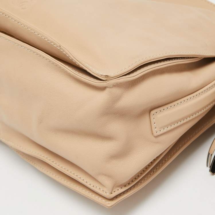 Pre Owned Loewe Beige Leather Flamenco Crossbody Bag