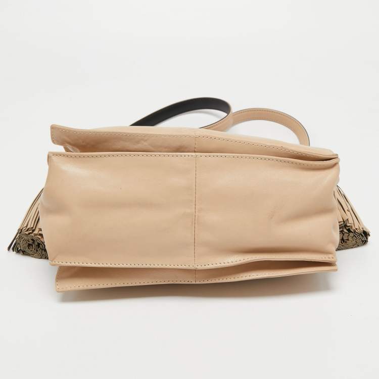 Pre Owned Loewe Beige Leather Flamenco Crossbody Bag