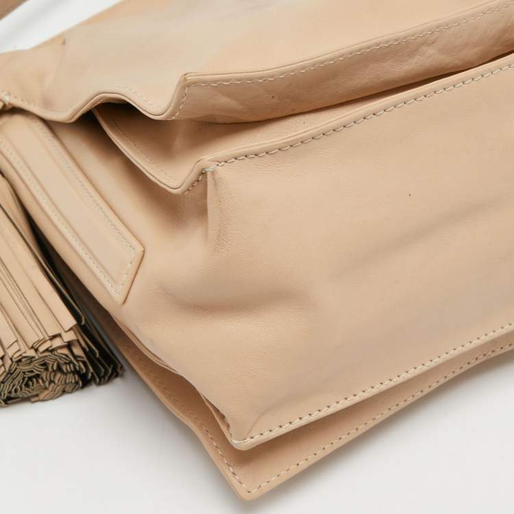 Pre Owned Loewe Beige Leather Flamenco Crossbody Bag