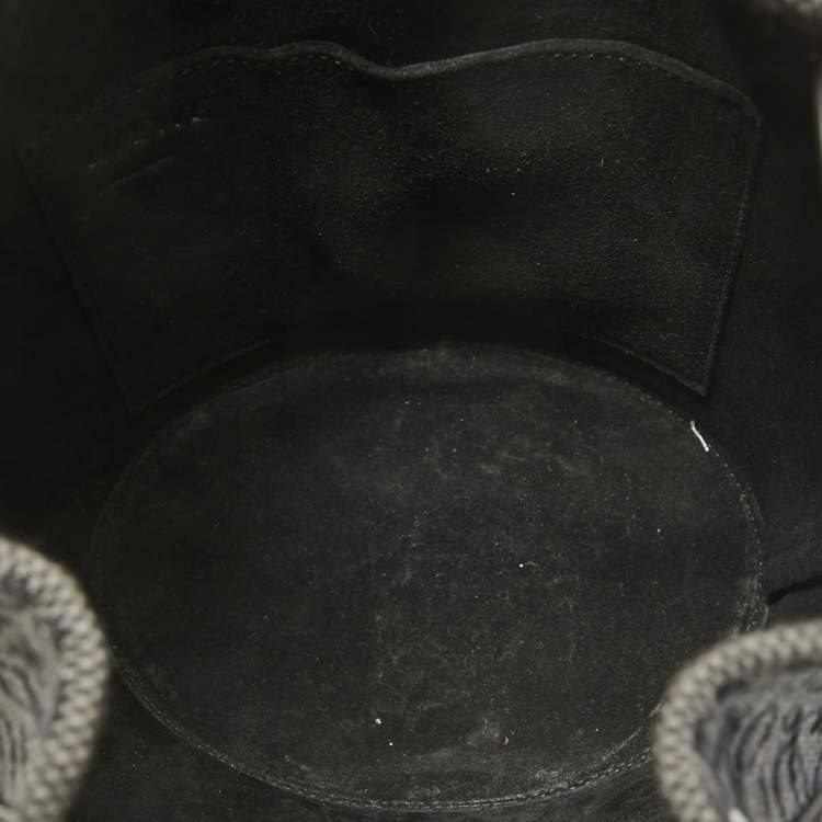 Pre Owned Loewe Black/Grey Monogram Canvas and Leather Balloon Anagram Bucket Bag
