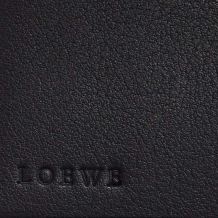 Pre Owned Loewe Black Leather Buckle French Compact Wallet