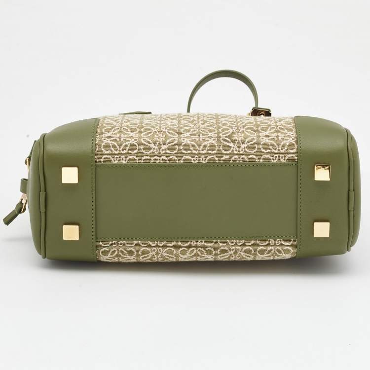 Pre Owned Loewe Military Green  Jacquard Canvas and Leather Amazona 23 Bag