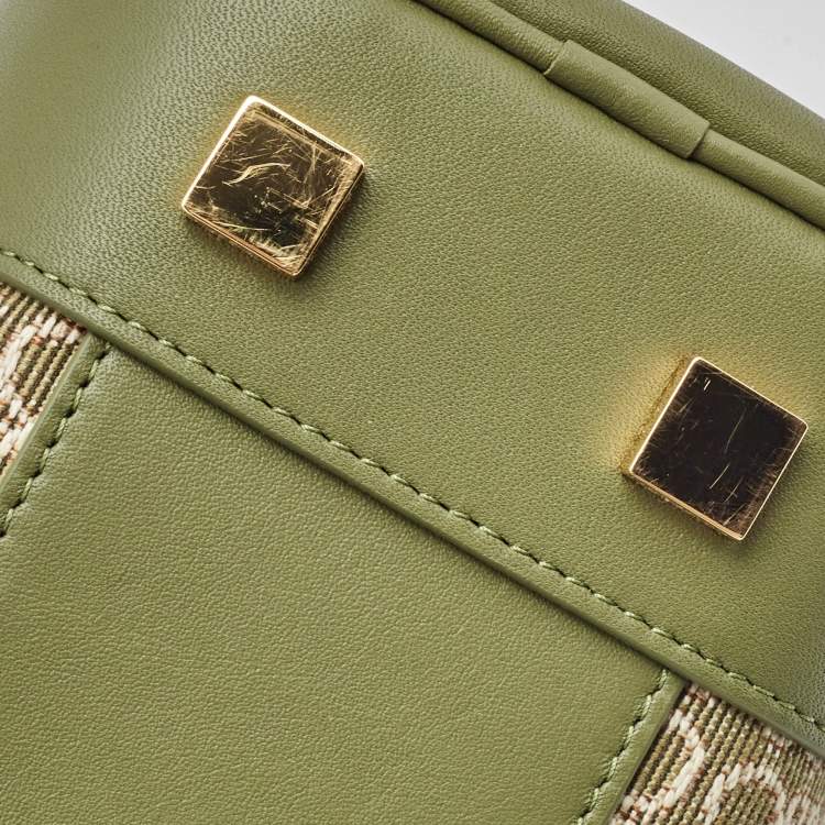 Pre Owned Loewe Military Green  Jacquard Canvas and Leather Amazona 23 Bag
