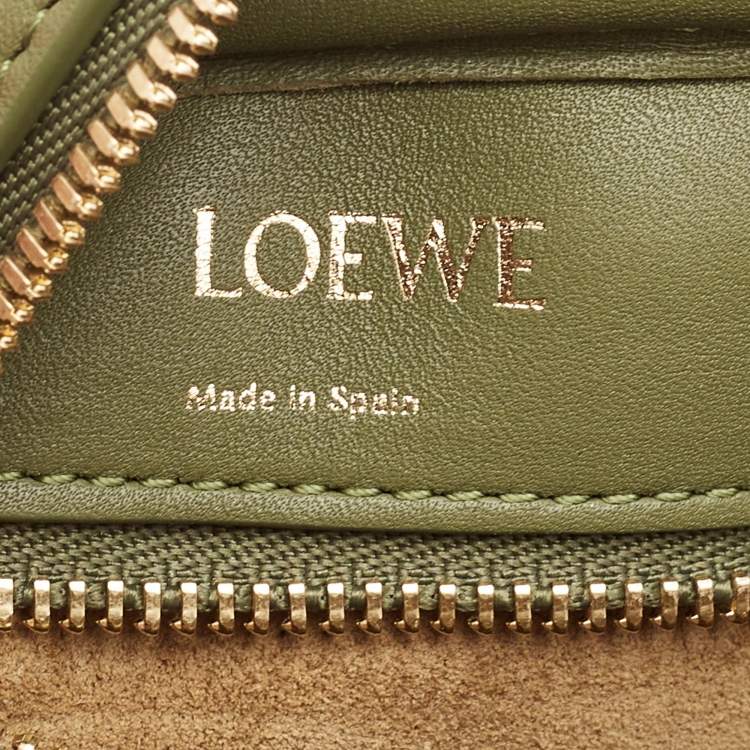 Pre Owned Loewe Military Green  Jacquard Canvas and Leather Amazona 23 Bag