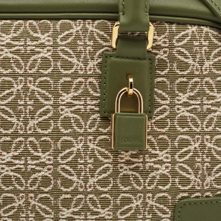 Pre Owned Loewe Military Green  Jacquard Canvas and Leather Amazona 23 Bag
