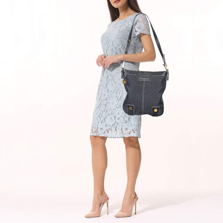Pre Owned Loewe Black Signature Canvas and Leather Hobo