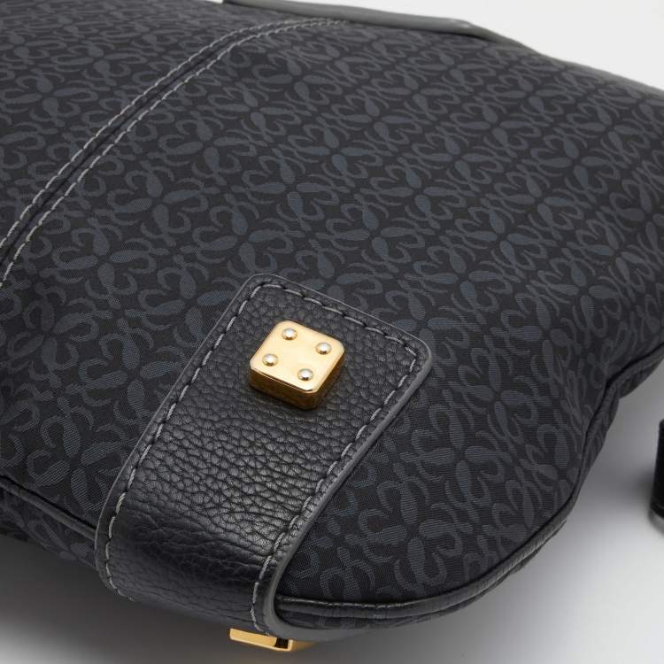 Pre Owned Loewe Black Signature Canvas and Leather Hobo