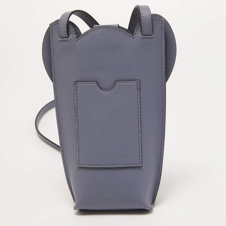 Pre Owned Loewe Grey Leather Elephant Pocket Pouch Crossbody Bag