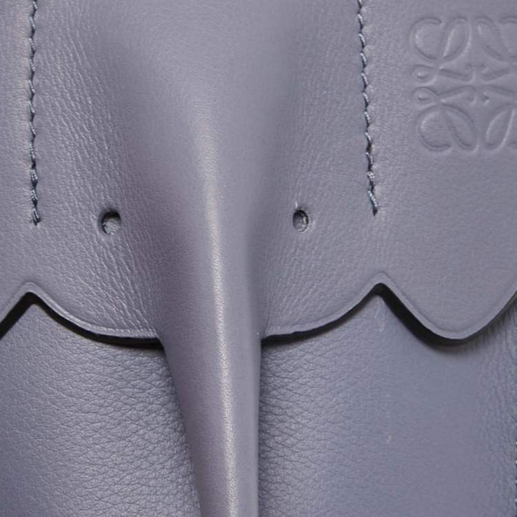 Pre Owned Loewe Grey Leather Elephant Pocket Pouch Crossbody Bag
