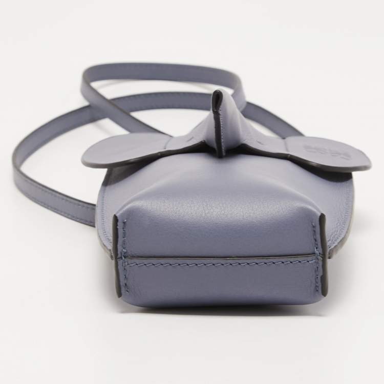 Pre Owned Loewe Grey Leather Elephant Pocket Pouch Crossbody Bag