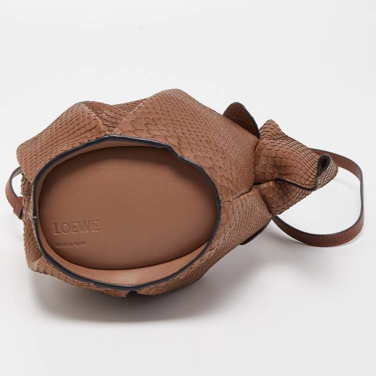 Pre Owned Loewe Brown Snakeskin Leather Elephant Shoulder Bag