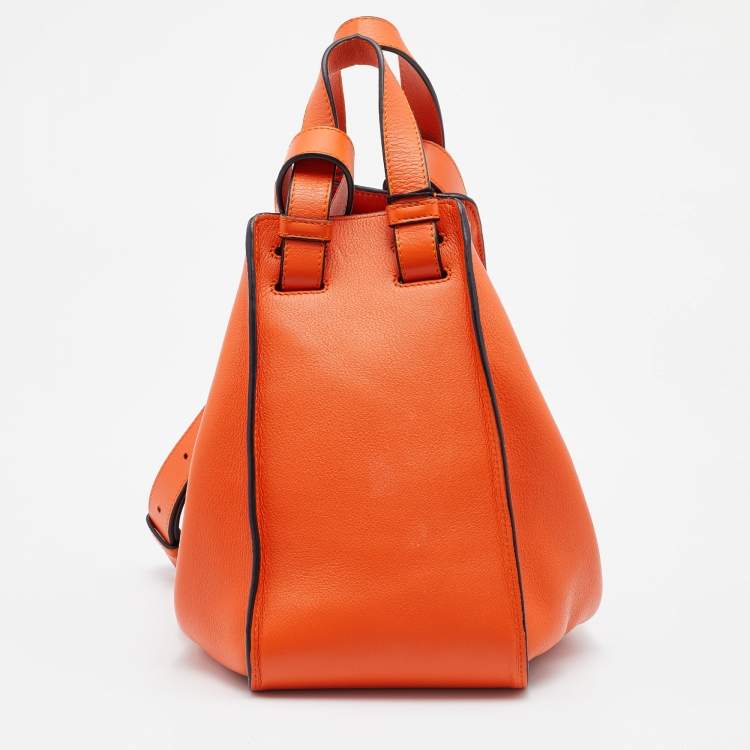 Pre Owned Loewe Orange Leather Small Hammock Drawstring Bag