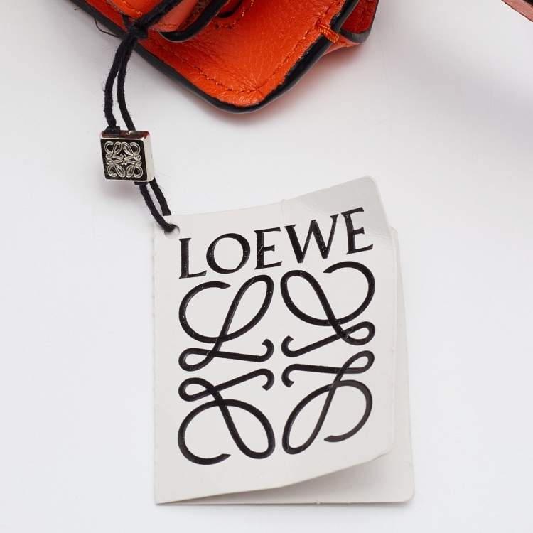 Pre Owned Loewe Orange Leather Small Hammock Drawstring Bag