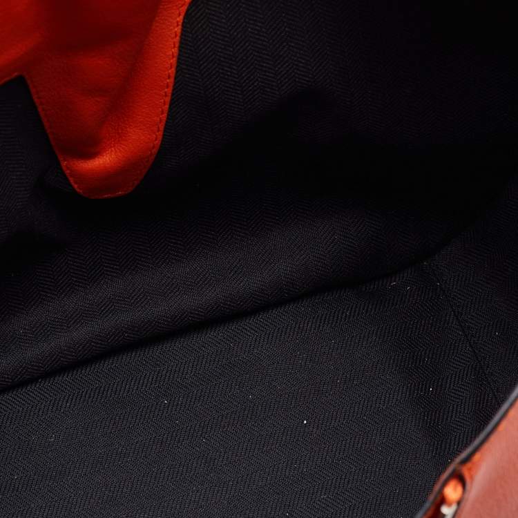 Pre Owned Loewe Orange Leather Small Hammock Drawstring Bag