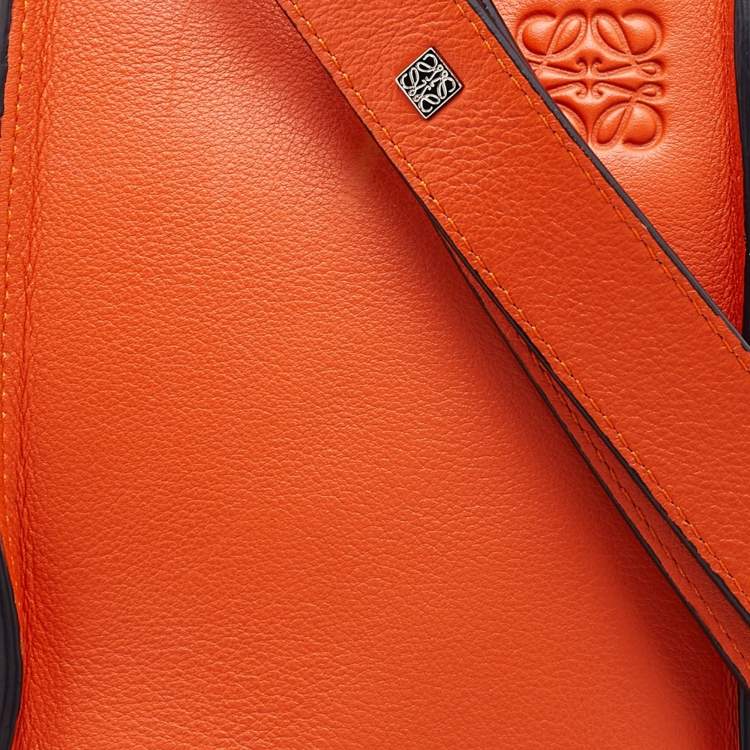 Pre Owned Loewe Orange Leather Small Hammock Drawstring Bag