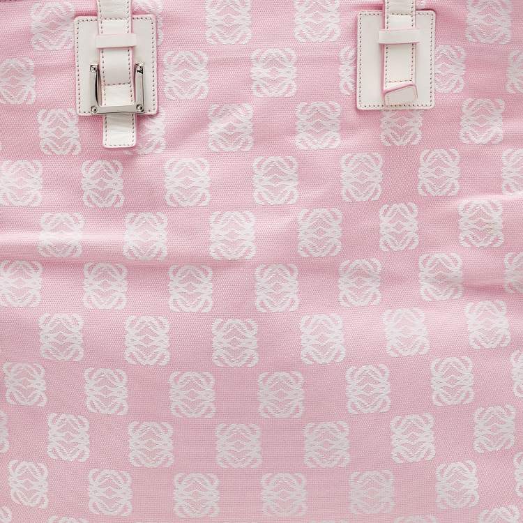 مملوكة مسبقًا Loewe Pink/White Anagram Monogram Canvas  and Leather Shopper Tote