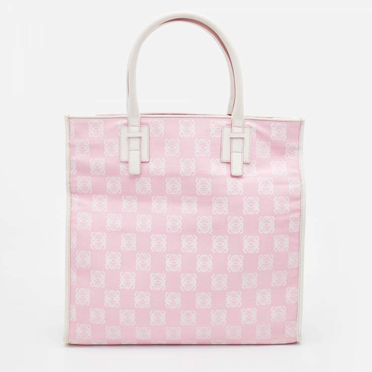 مملوكة مسبقًا Loewe Pink/White Anagram Monogram Canvas  and Leather Shopper Tote
