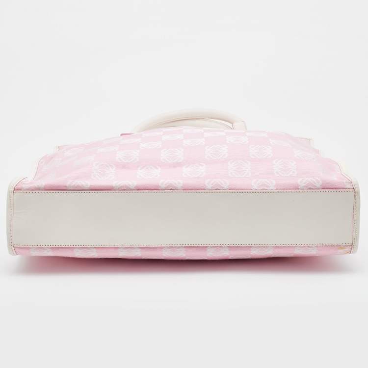 مملوكة مسبقًا Loewe Pink/White Anagram Monogram Canvas  and Leather Shopper Tote