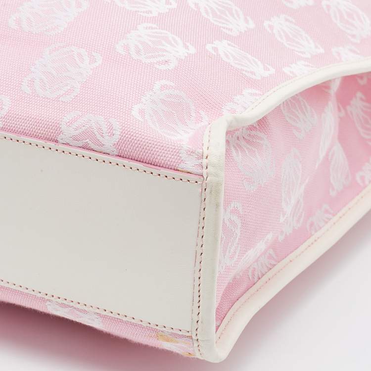 مملوكة مسبقًا Loewe Pink/White Anagram Monogram Canvas  and Leather Shopper Tote