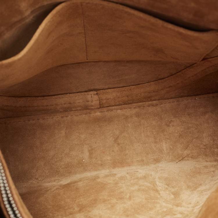 Pre Owned Loewe Tan/Beige Leather and Canvas Medium Gate Tote