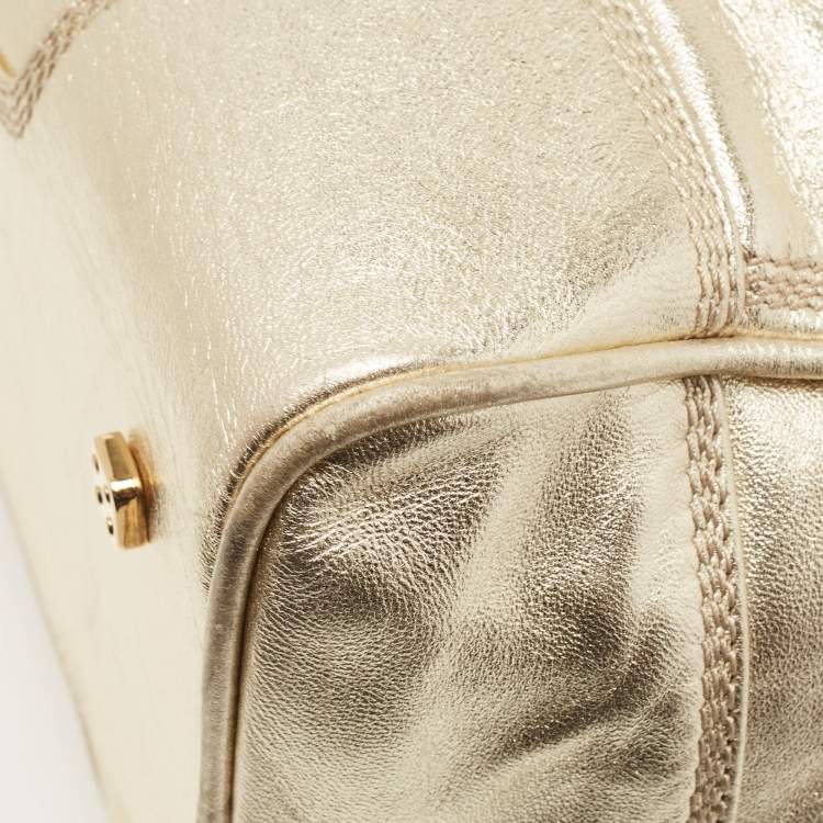 Pre Owned Loewe Gold Leather Amazona 36 Satchel 