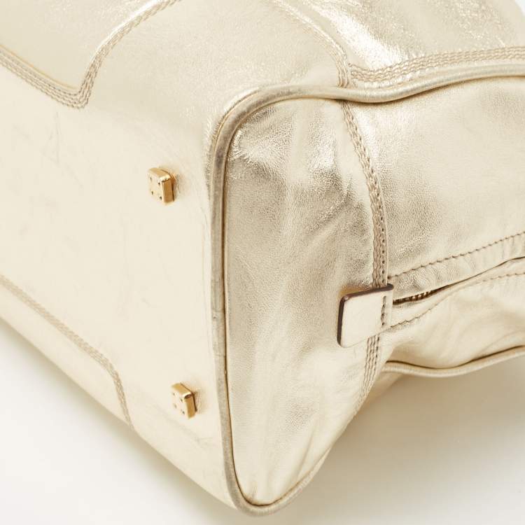 Pre Owned Loewe Gold Leather Amazona 36 Satchel 