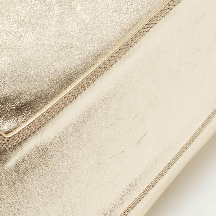 Pre Owned Loewe Gold Leather Amazona 36 Satchel 