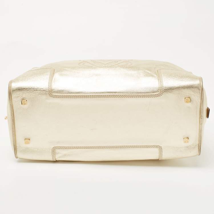 Pre Owned Loewe Gold Leather Amazona 36 Satchel 