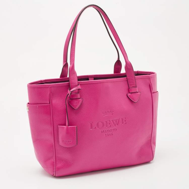 Pre Owned Loewe Pink Leather Heritage Tote