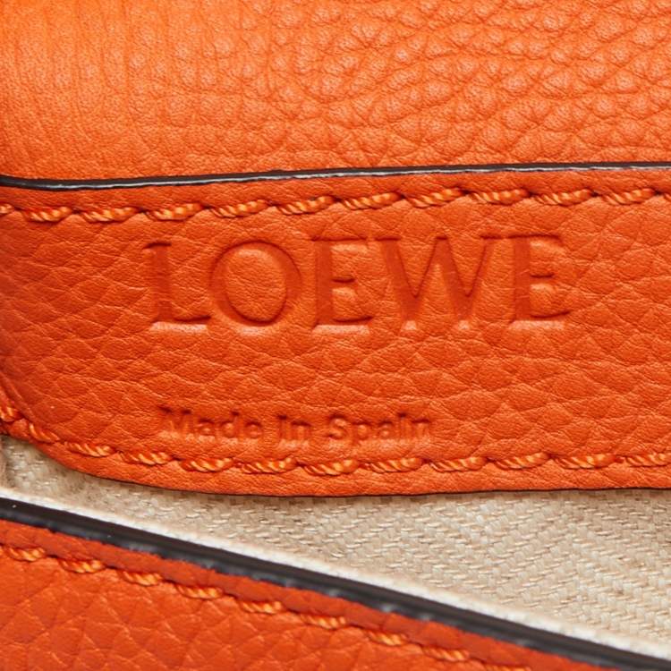 Pre Owned Loewe Orange/Beige Grained Leather Military Belt Bag  