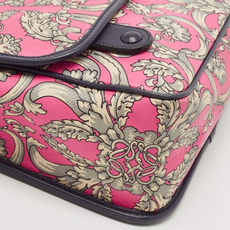 Pre Owned Loewe Pink/Grey Printed Leather Limited Edition Messenger Bag