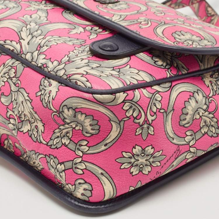 Pre Owned Loewe Pink/Grey Printed Leather Limited Edition Messenger Bag