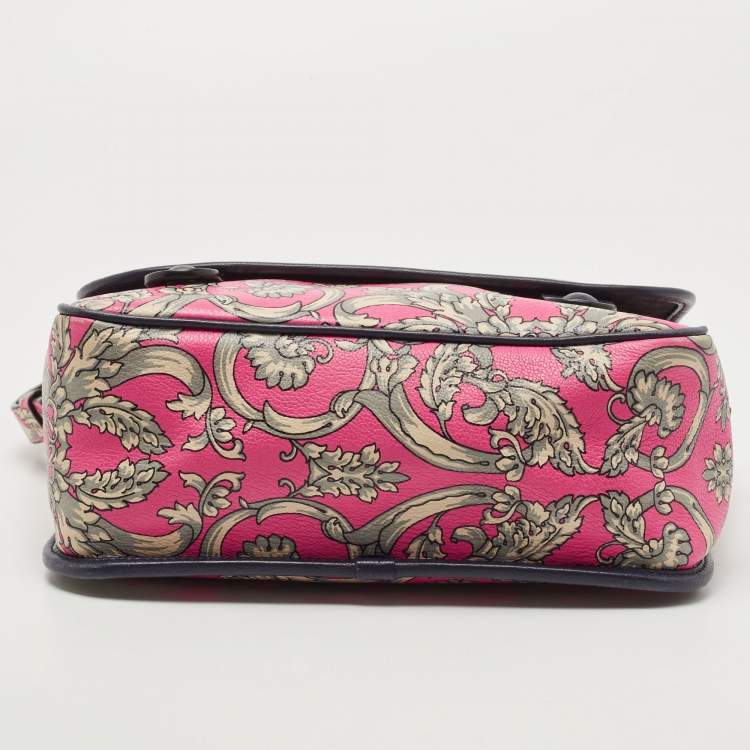 Pre Owned Loewe Pink/Grey Printed Leather Limited Edition Messenger Bag