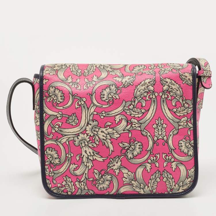 Pre Owned Loewe Pink/Grey Printed Leather Limited Edition Messenger Bag