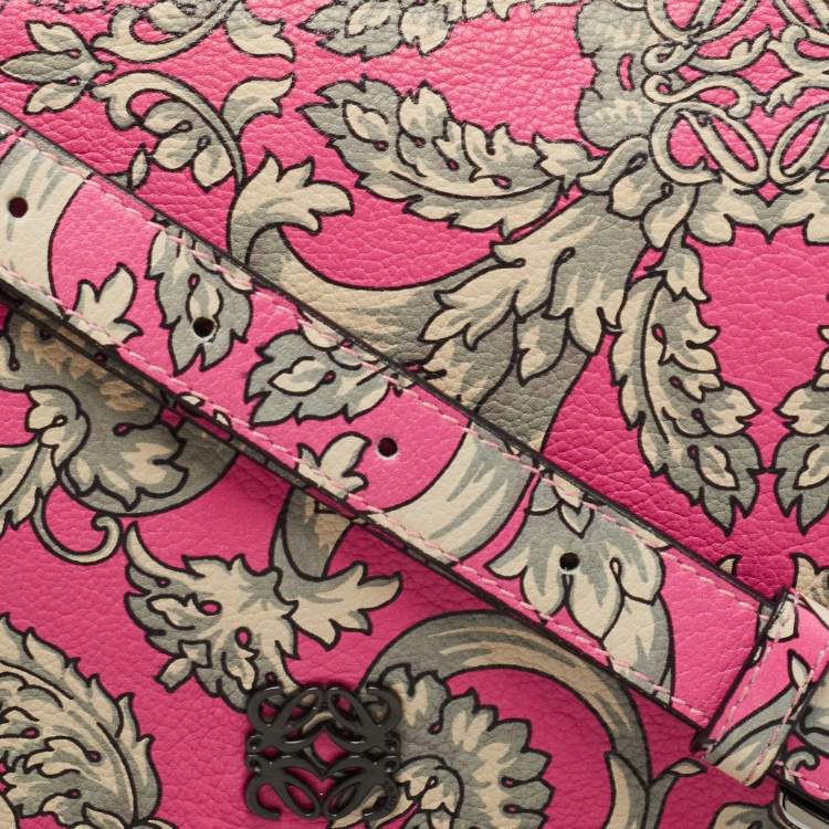 Pre Owned Loewe Pink/Grey Printed Leather Limited Edition Messenger Bag