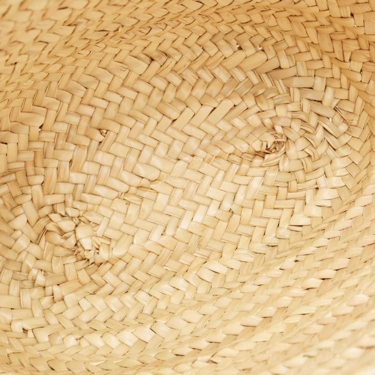 Pre Owned Loewe Brown/Cream Raffia and Leather Basket Tote