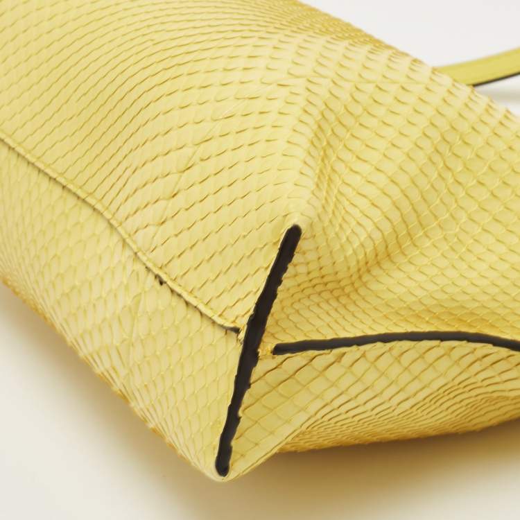 Pre Owned Loewe Yellow Snakeskin Flamenco Shoulder Bag