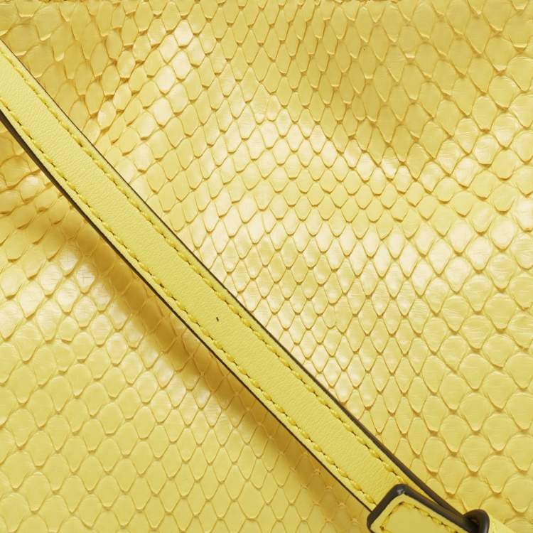 Pre Owned Loewe Yellow Snakeskin Flamenco Shoulder Bag