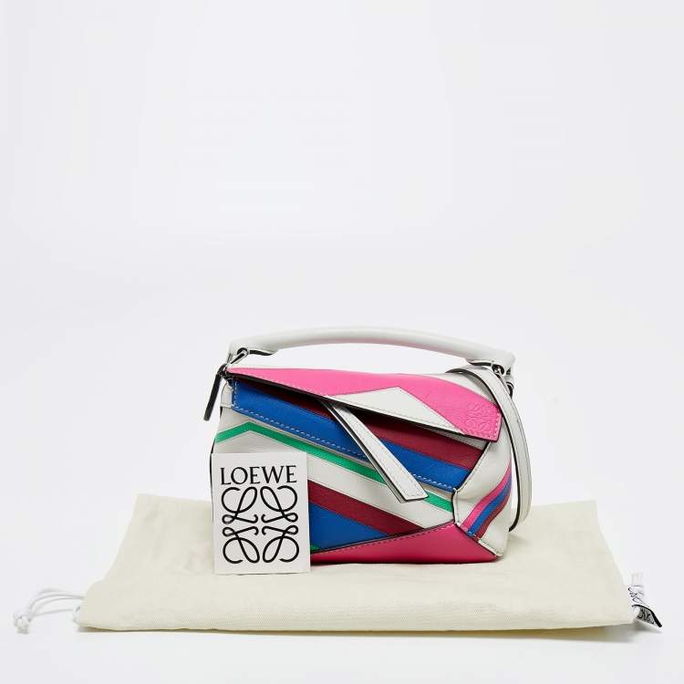 Pre Owned Loewe Multicolor Leather Mini Zig-Zag Puzzle Edge Shoulder Bag