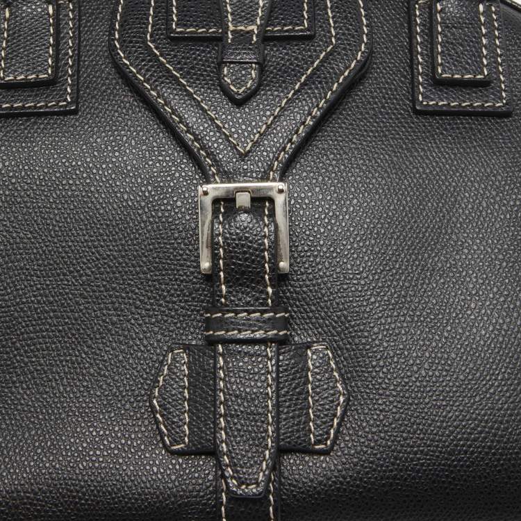 Pre Owned Loewe Black Leather Double Pocket Satchel