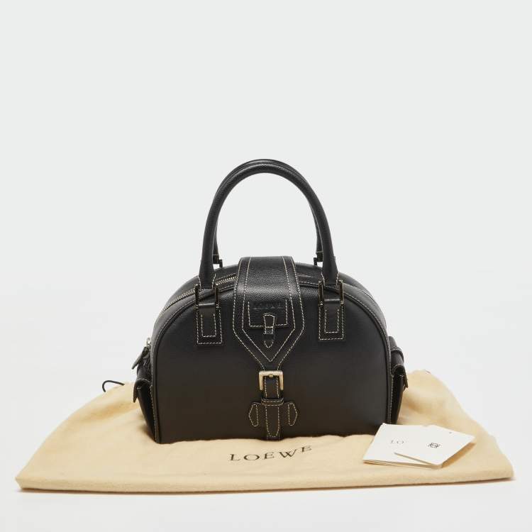 Pre Owned Loewe Black Leather Double Pocket Satchel