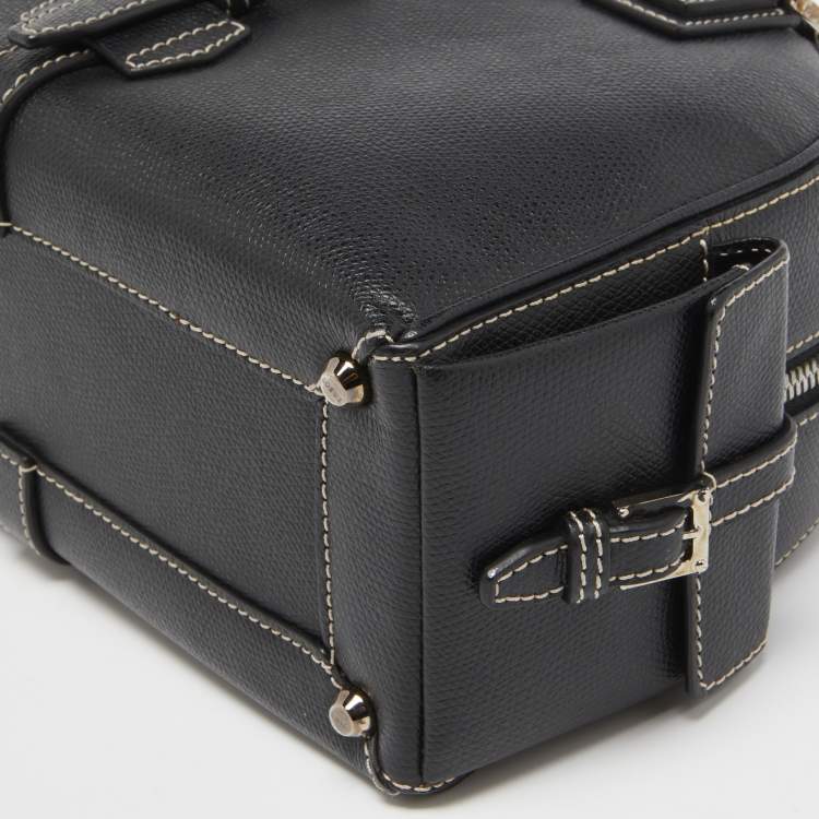 Pre Owned Loewe Black Leather Double Pocket Satchel